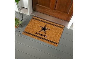 TEAM SPORTS AMERICA NFL Dallas Cowboys Natural Coir Door Mat, Indoor and Outdoor Entryway, 28 x 16 Inches, Non Slip Back, Welcome Floor Mats, Muddy Dog Paws, Front Door Entrance Home Décor