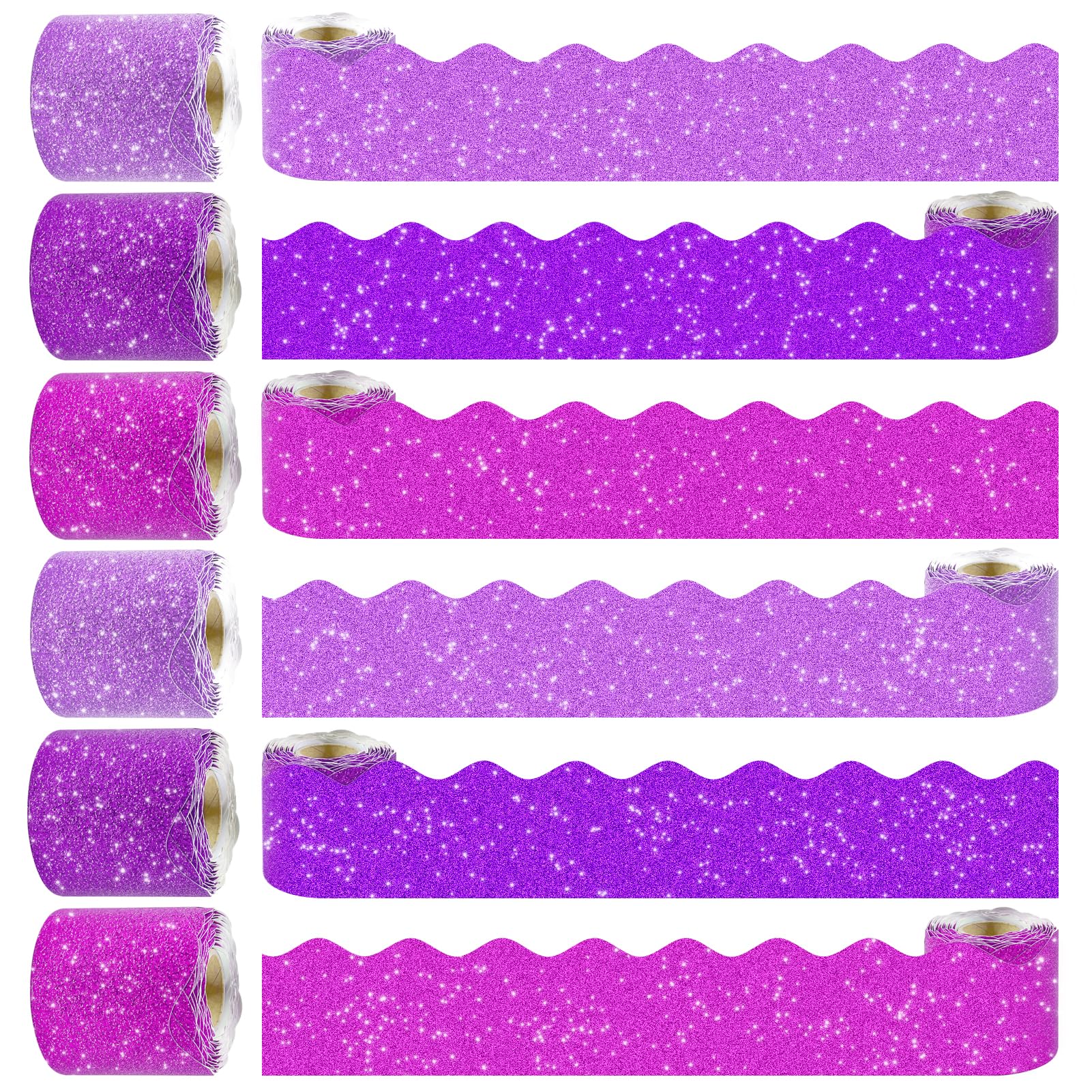 Photo 1 of 6 Rolls 196.8 Ft Glitter Bulletin Board Borders Set - Purple Bulletin Board Decorations for Office, School Classroom Decor, Teachers & Home DIY - Classroom Bulletin, Christmas & Birthday Parties