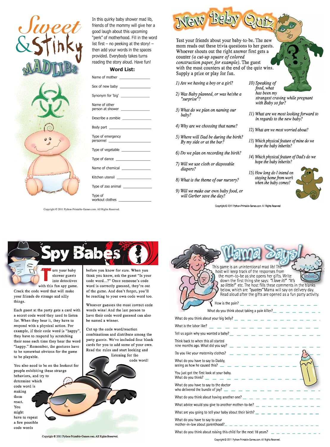 Amazon Com Printable Baby Shower Games Pack Download Software