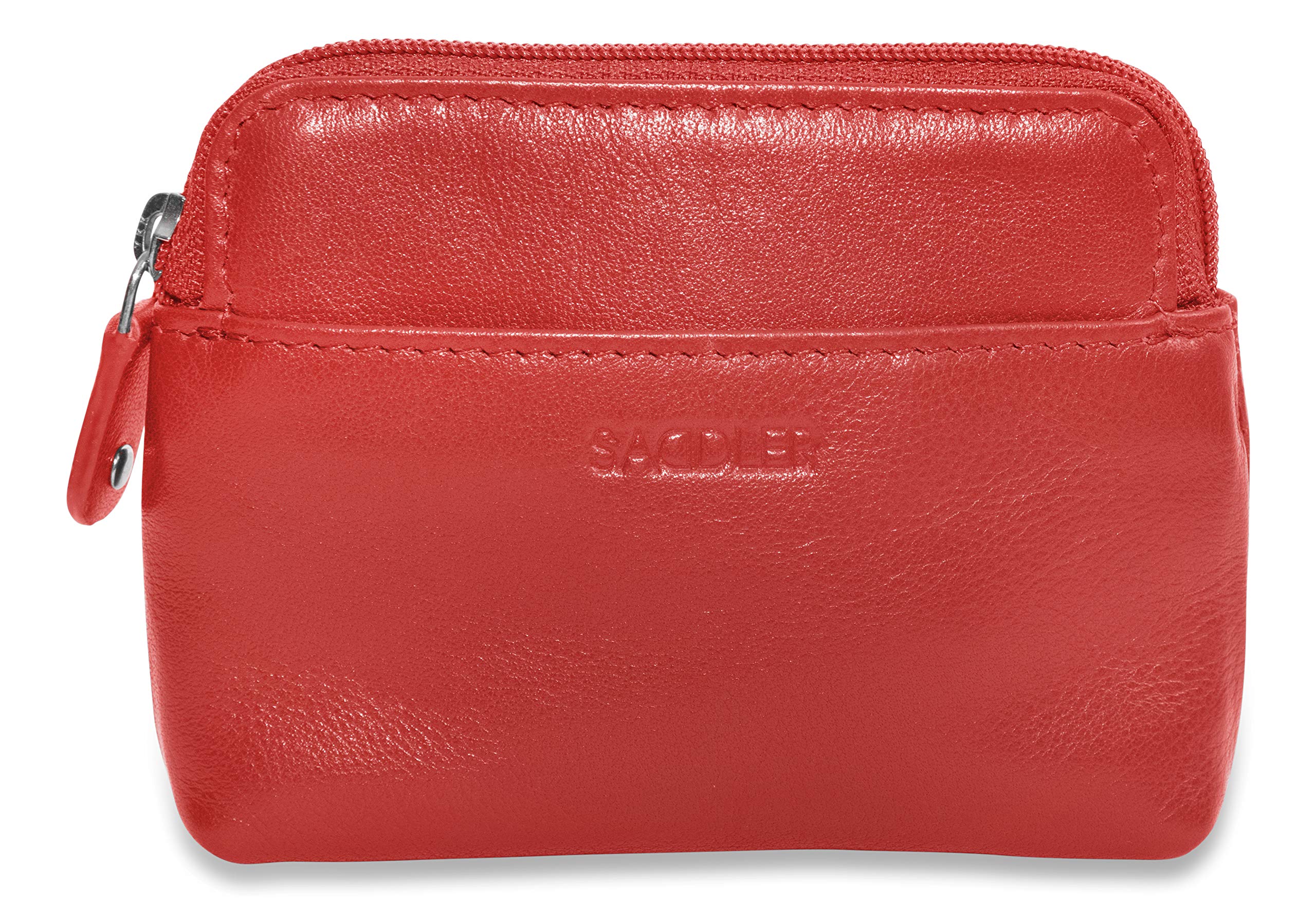 Real Leather RFID Zip Top Purse – Women's Luxury Card, Coin & Key Holder | Mini Cosmetic Pouch for Travel & Everyday Use | SADDLER - Magenta