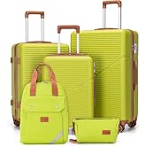 Cosbarn Luggage Sets, Lightweight Durable Hardshell 5 Piece Suitcase set | Suitcase Sets With 360&deg; Spinner Wheels, TSA-approved Lock, Family Travel, 20/24/28 Inch Carry on Luggage With Backpack