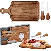 Ziliny 1 Sets Baby Shower Prizes Mini Charcuterie Board, Acacia Wood | Bridal Shower Small Cheese Board Gift Set with Knife Fork, Thank You Tag Gift Box for Guests Party Favors Housewarming