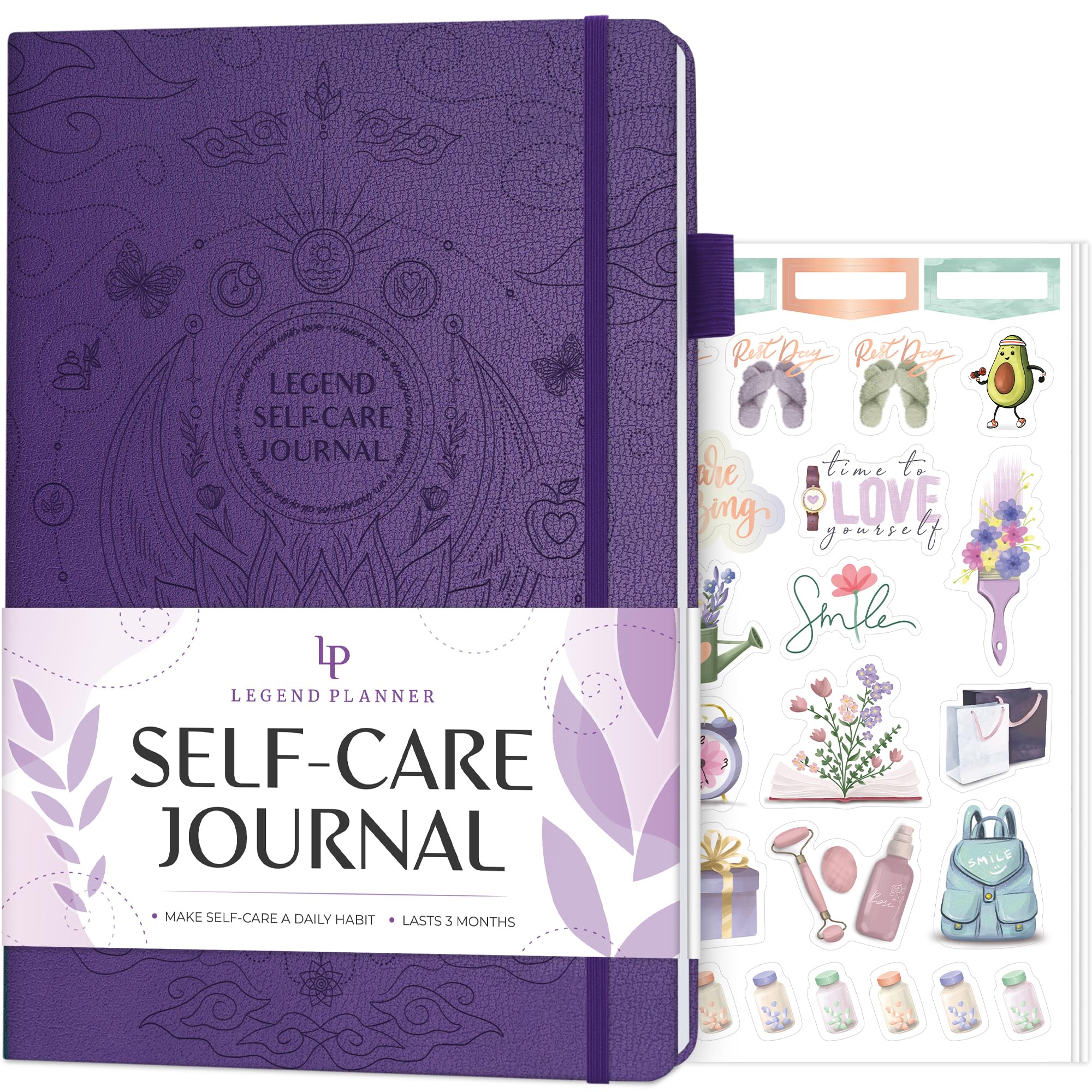 Legend Self-Care Journal – Guided Daily Reflection Journal to Support Mental & Physical Health – Daily Mood, Meditation & Personal Development Notebook – 26.5x18.5cm, Lasts 3 Months (Purple)