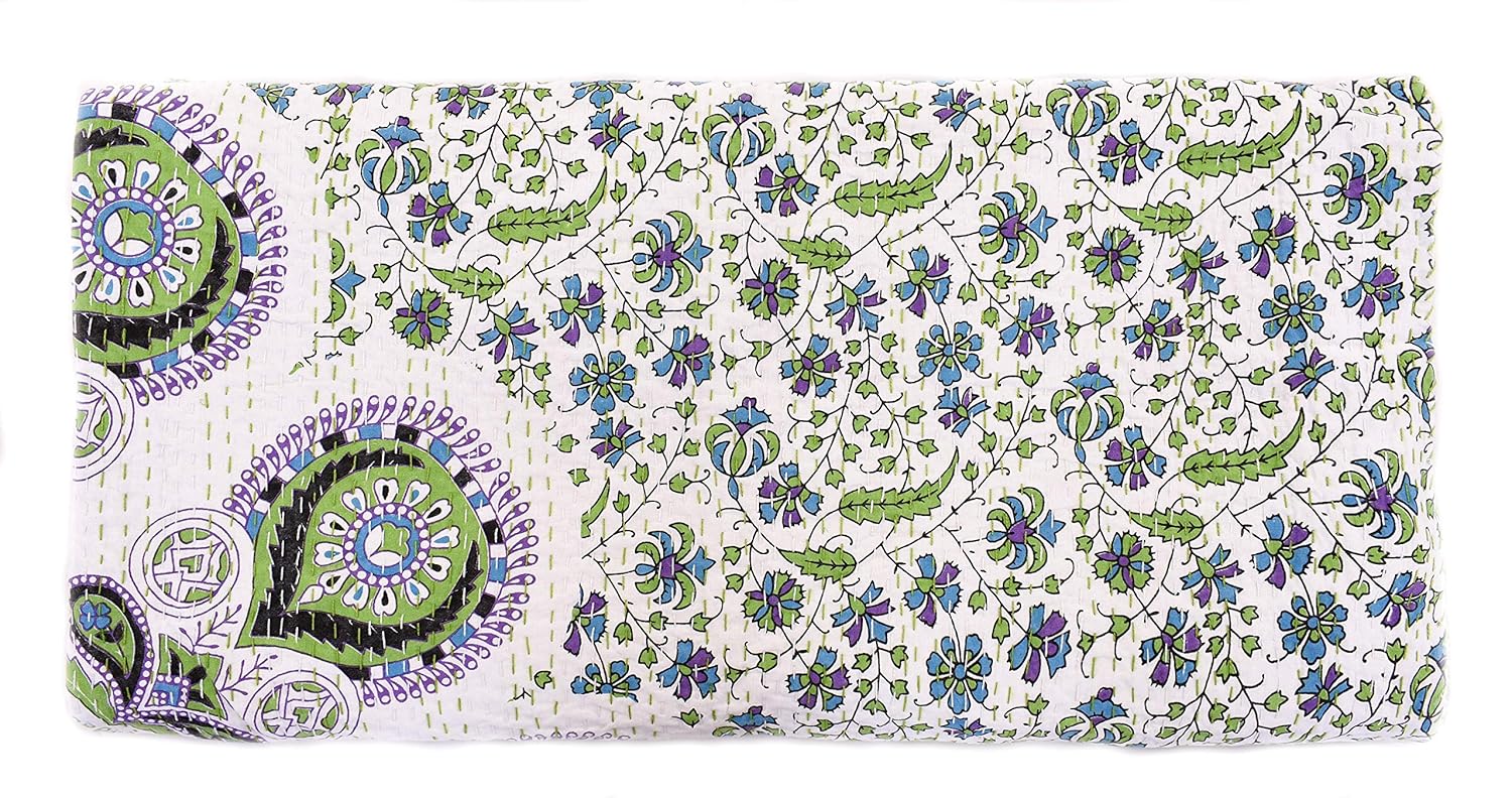 上品な 2層カンタキルト Art Sophia 曼荼羅 B07hxz6fx4 キング ブランケット コットン 100 スロー キルト ハンドメイド インドカンタベッドスプレッド キルトケット Amro Asia Org