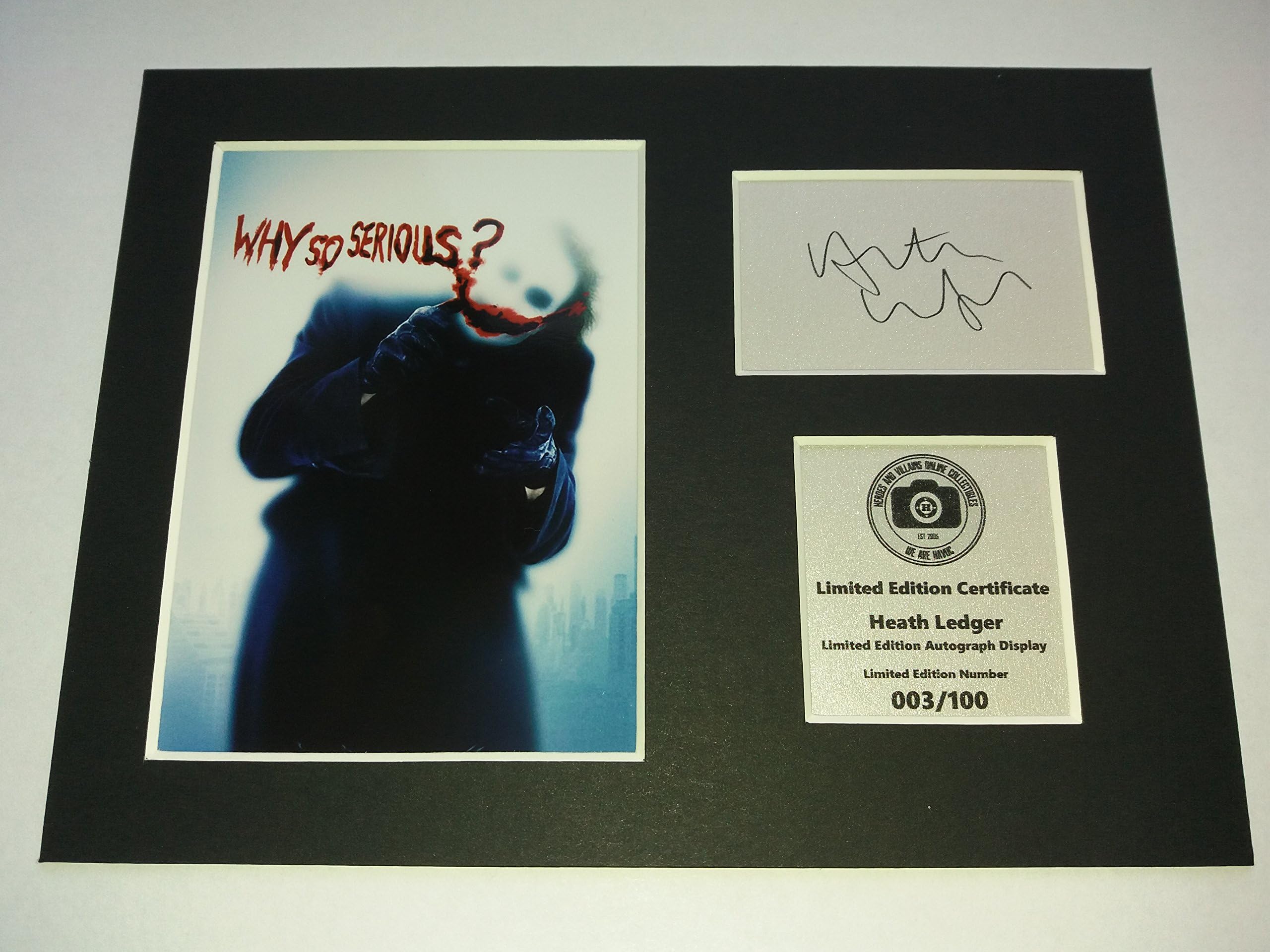 Heath Ledger Signed Autograph Display - The Joker from Batman : The Dark Knight - Mounted and Ready to be Framed