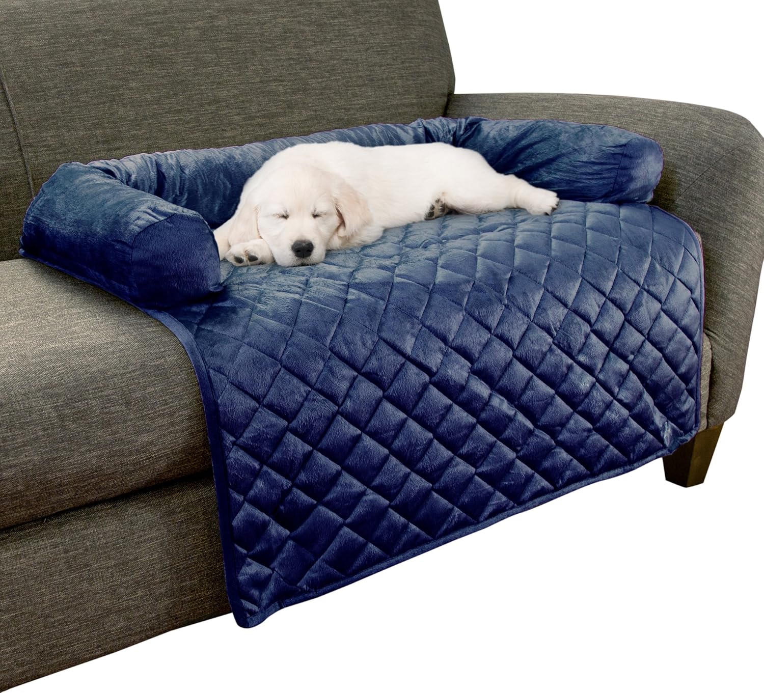 Furniture Protector Pet Cover for Dogs and Cats with Shredded Memory Foam filled 3-Sided Bolster Soft Plush Fabric by PETMAKER Â– 35Â” x 35Â” Gray : Pet Supplies