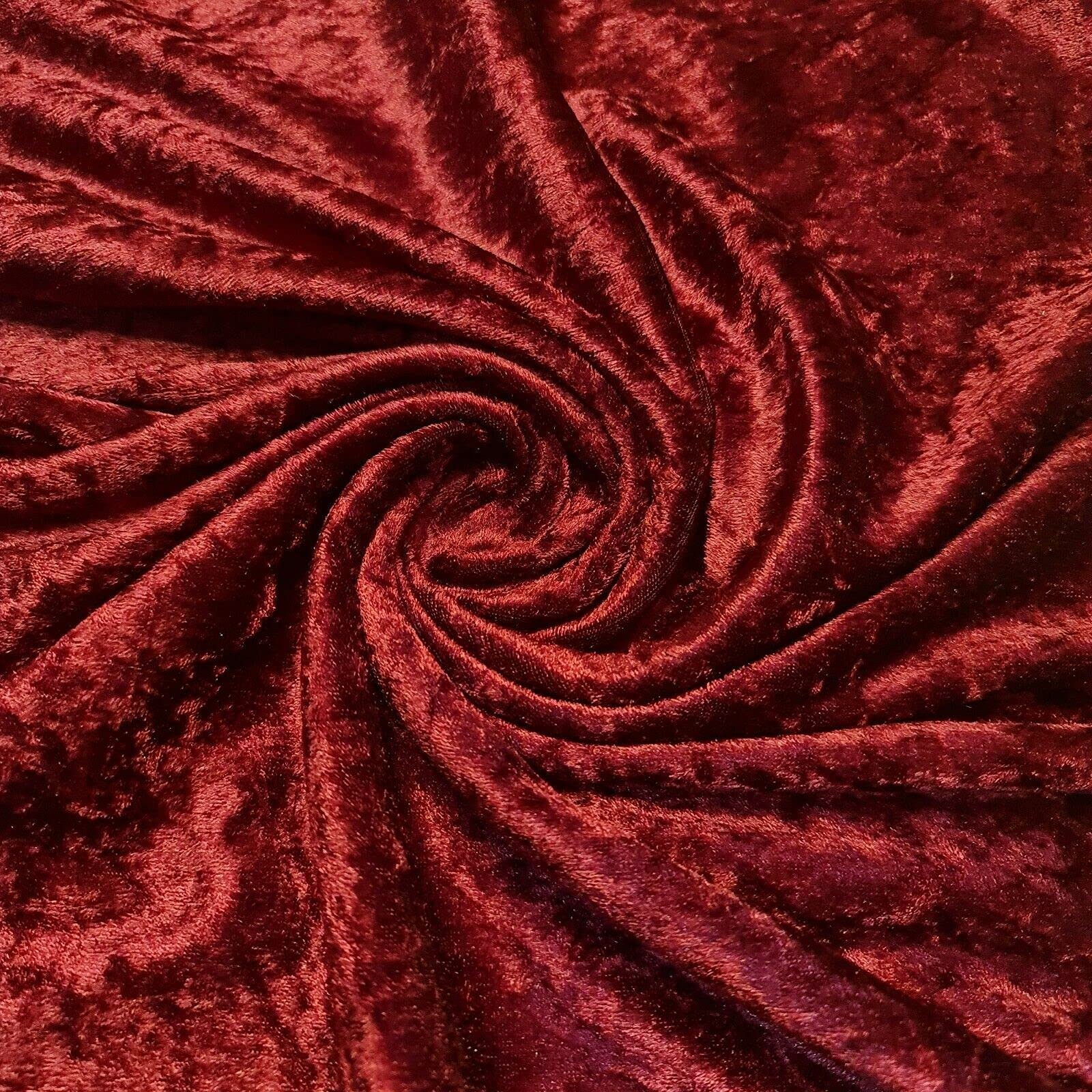 EP Premium Crushed Velvet Fabric Craft Stretch Velour Material Extra Wide - 58'' - 150 cm Wide Sold As Pre - Cut Lengths (Wine) (NJK41)