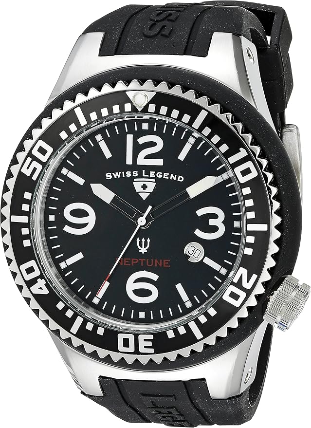 Amazon Com Swiss Legend Men S 21818p 01 Neptune Collection Stainless Steel Black Rubber Watch Swiss Legend Watches