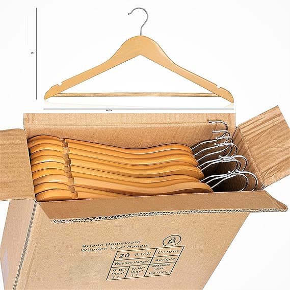 ARIANA HOMEWARE® PACK OF 20 Wooden Clothes Hangers Wardrobe Garment