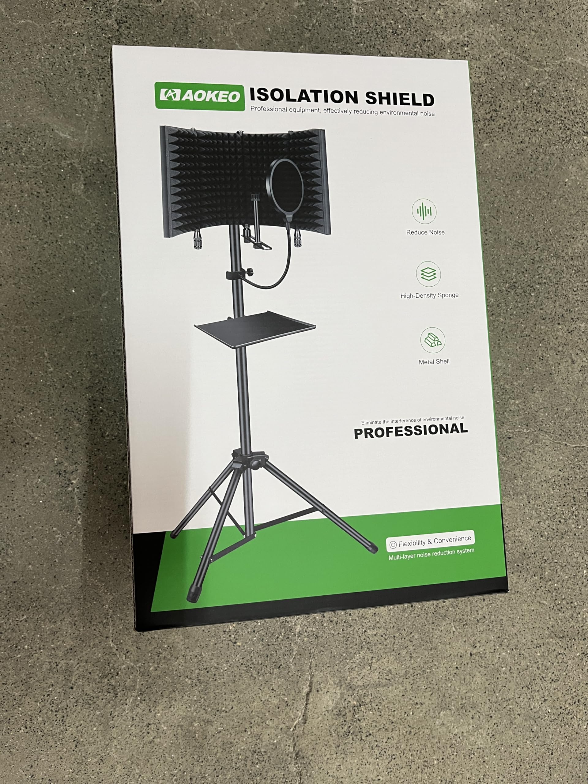 Professional Studio Recording Microphone Isolation Shield, Pop Filter,High density absorbent foam is used to filter vocal. Suitable for Blue Yeti and other condenser microphones (AO-504 With Stand)