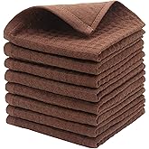 HFGBLG Double Deck Cleaning Rags Dish Cloths for Washing Dishes, Cotton Dish Rags Set of 8, Soft and Absorbent Wash Cloths Dish Towels for Kitchen,12 Inch x 12 Inc (Brown)