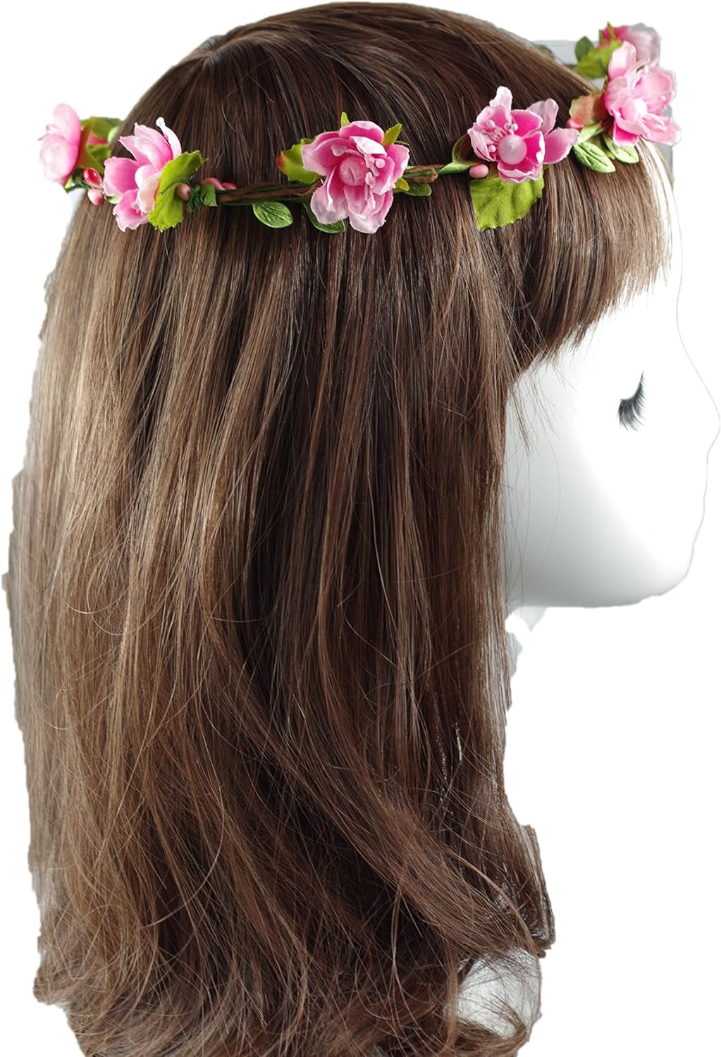 Floral Fall Boho Headband Flower Crown Festival Wedding Beach Hair Wreath F-01 (Purple) (Pink): Home Audio & Theater
