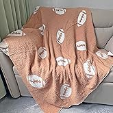 Cozy Football Pattern Blanket Perfect Lightweight Bedding for Adults, Soft, Warm, and Plush Rugby Sports Blanket Great for Bed Sofa (Rugby-Brown, 50"x60")