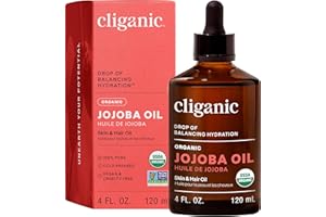 Cliganic USDA Organic Jojoba Oil, 100% Pure (120ml Large) | Natural Cold Pressed Unrefined Hexane Free Oil for Hair, Face, Na