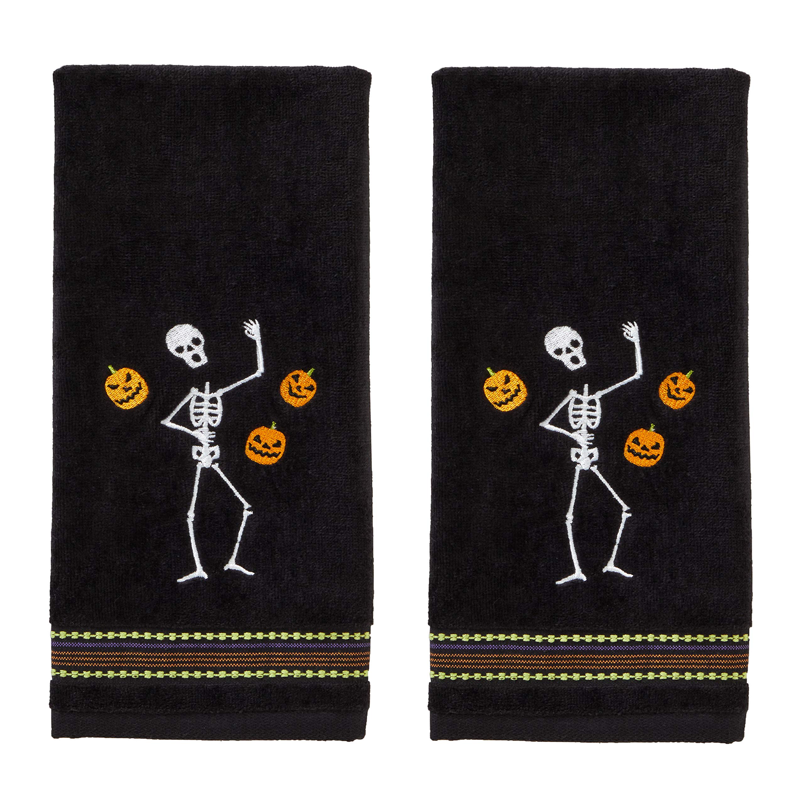 SKL Home Halloween Juggling Skeleton Hand Towel Set for Bath/Kitchen/Bar & Gift, 2 Count