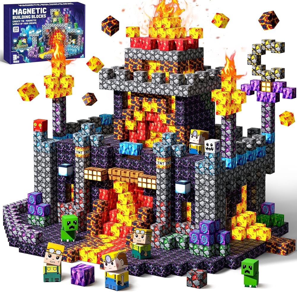 COOLJOYA 150 Magnetic Building Blocks Dark Magma STEM Set