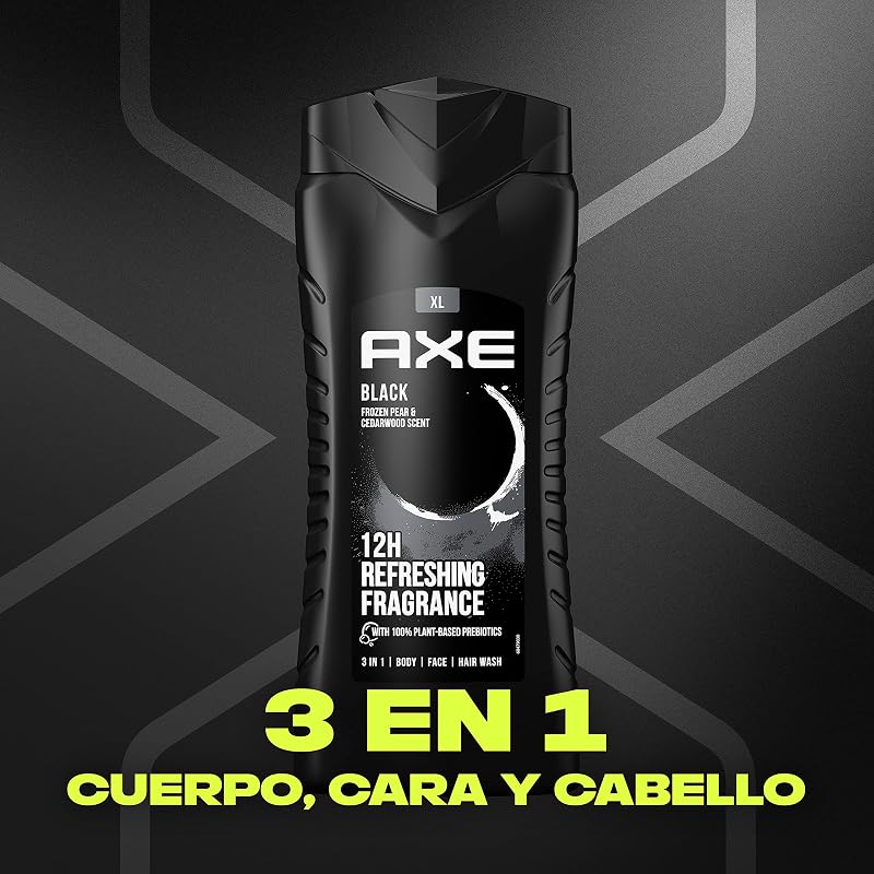 Gel de banho axe masculino preto 400ml - embalagem de 3