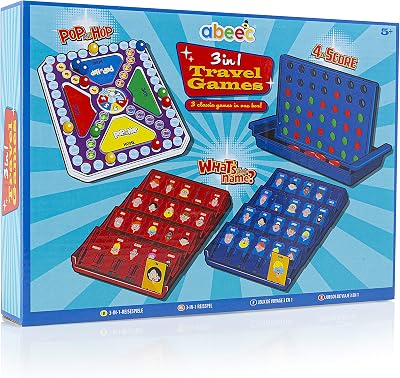 abeec 3 in 1 Travel Games - Pop And Hop Four To Score Whats Their Name