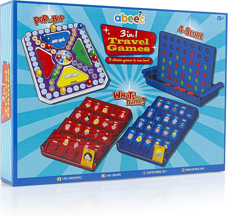 abeec 3 in 1 Travel Games - Pop And Hop Four To Score Whats Their Name