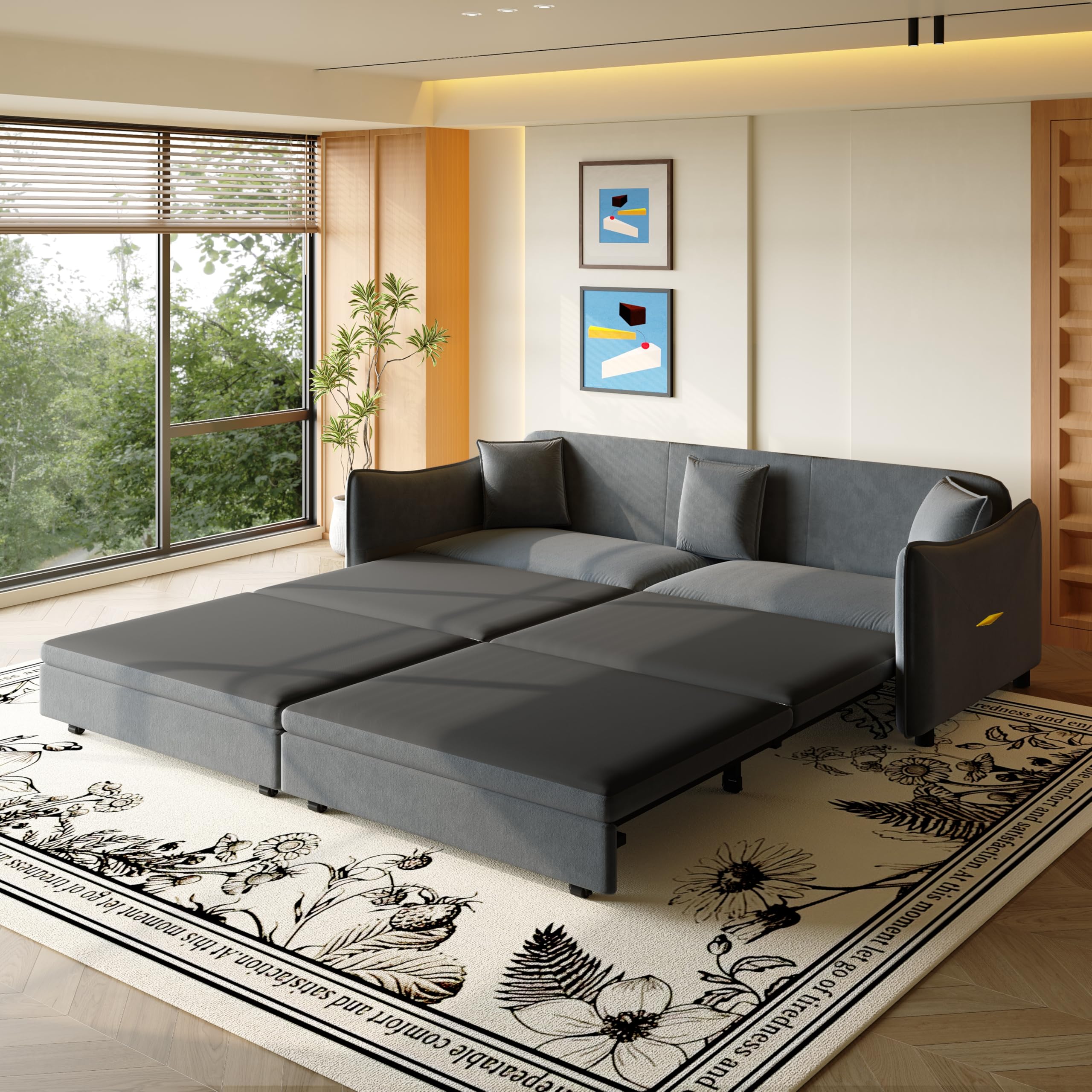Photo 1 of ***UPDATED 5/2*** KEIKI 81.9" Convertible Sofa Bed, Multi-Functional 3-in-1 Velvet Couch with Reinforced Frame, Ideal for Guest Rooms, Dorms, and Compact Urban Living Spaces