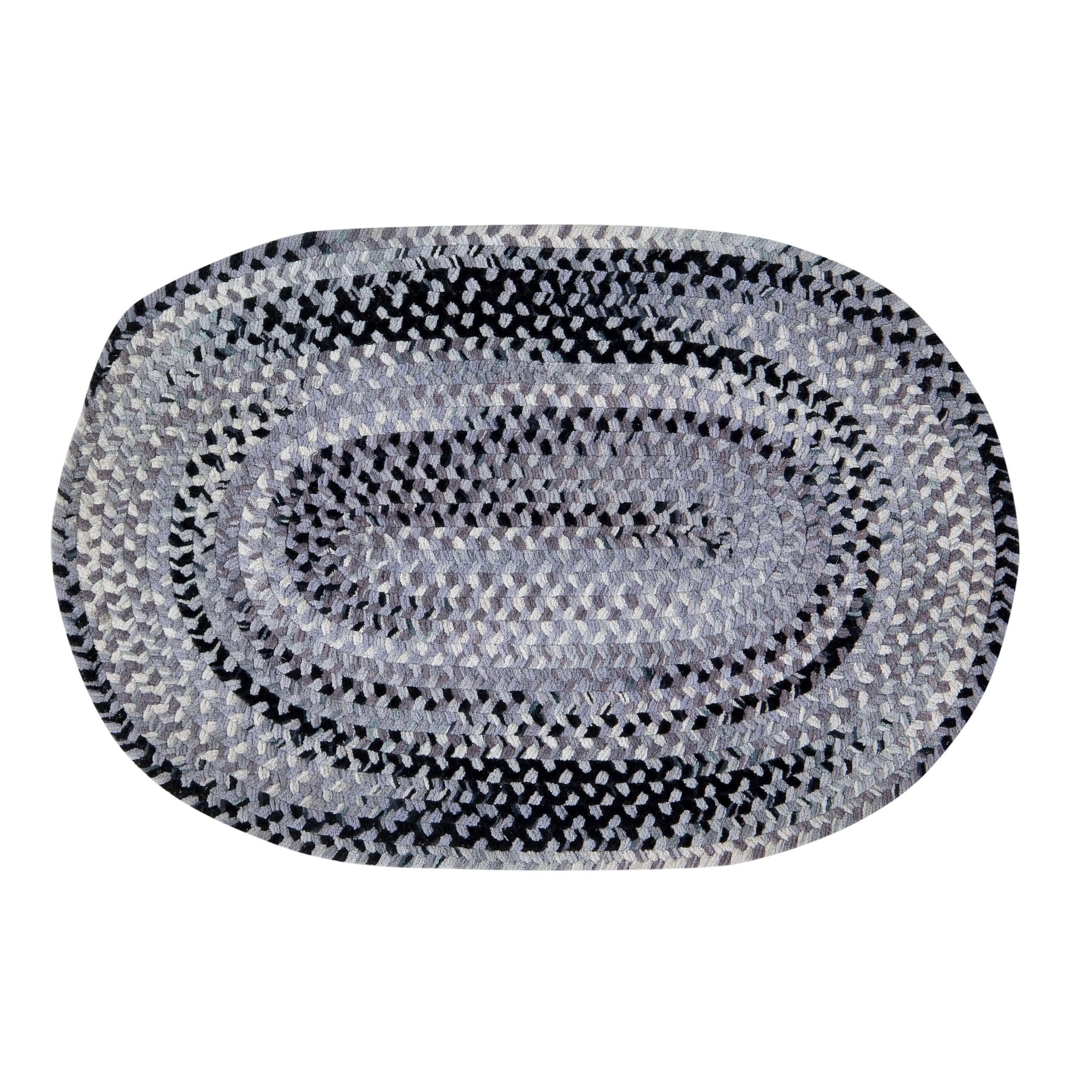 Better Trends Ombre Braided Area Rug, 20" x 30" Oval, Reversible and Durable, 100% Soft Cotton Chenille, Ideal for Kitchen, Living Room, Ergonomic Comfort Standing Braided Mat - Black