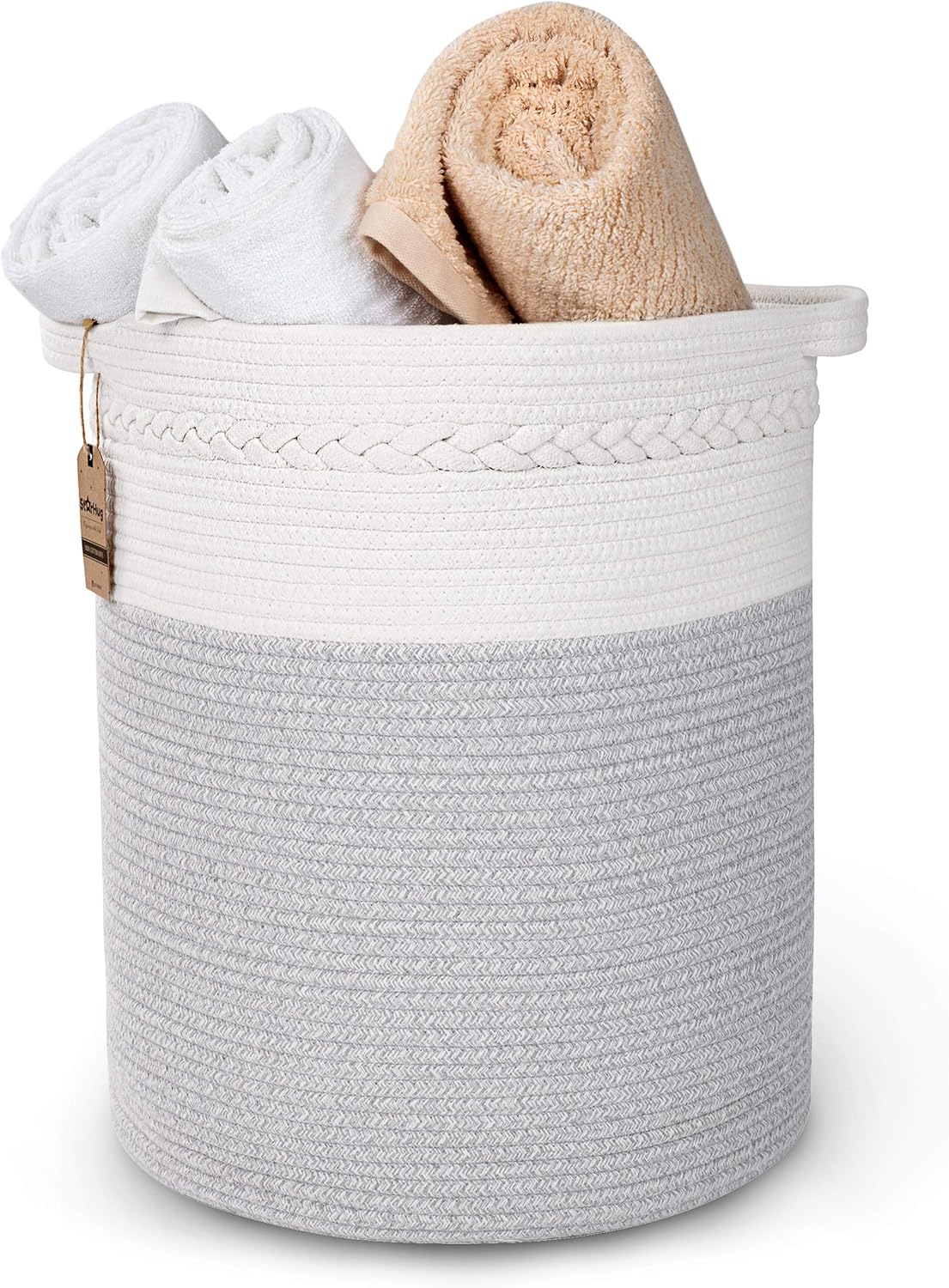 amazon storage baskets on Amazon Com Starhug Large Woven Storage Basket 20 X 16 Inch Laundry Hamper For Blankets Throws Pillows Toys Nursery 100 Cotton Rope Stylish Bin With Gift Of Mesh Laundry Bag Home Improvement