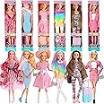ebuddy 6 Pack 11.5-Inch Doll Collection - 6 Fashionistas with Complete Stylish Outfits & Accessories + Pink Gift Case