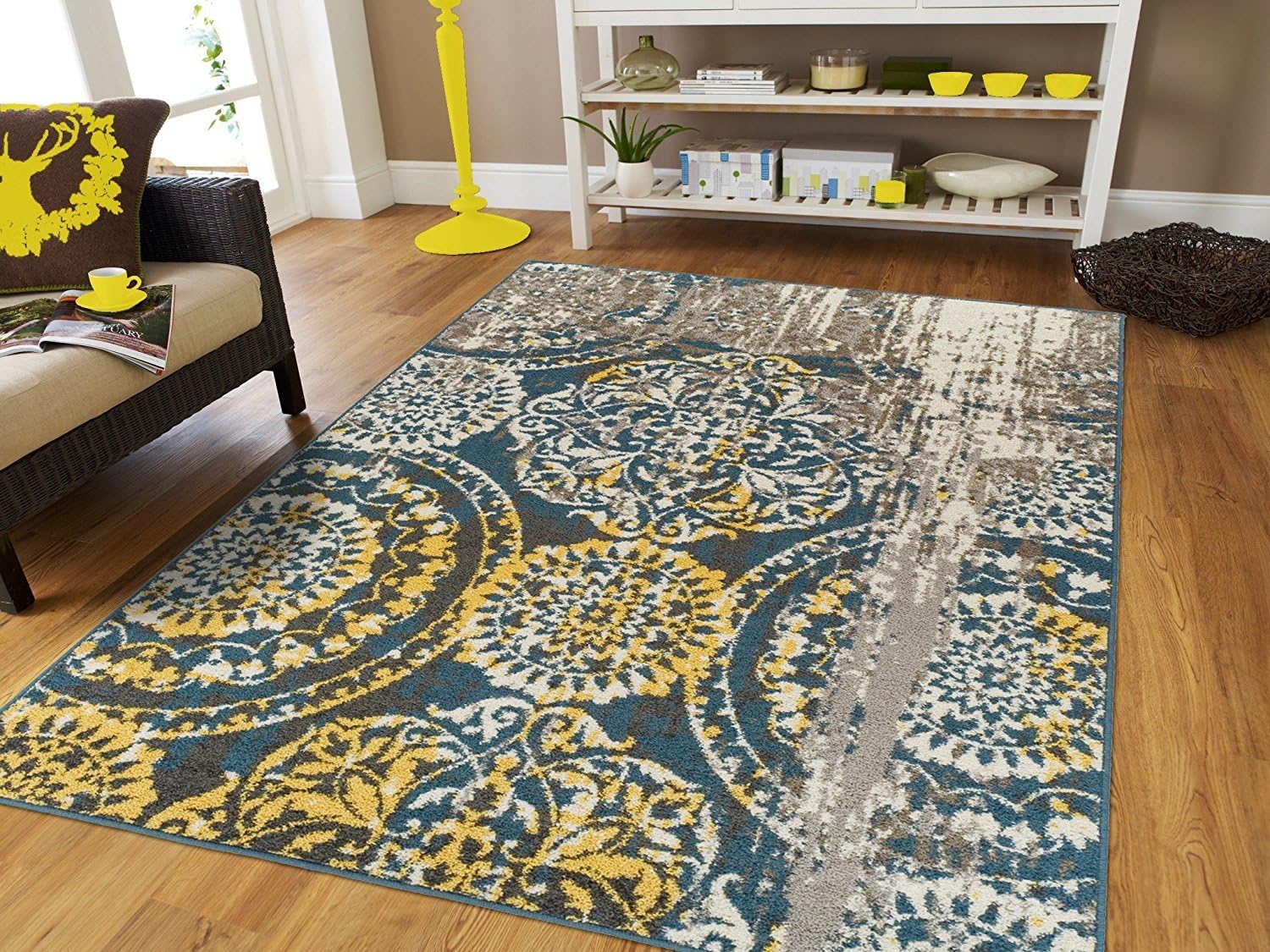 Amazon Com A S Quality Rugs Large Distressed Rugs For Living Room 8x11 Yellow Gray Blue Rug For Dining Rooms 8x10 Clearance Rugs Prime Kitchen Dining