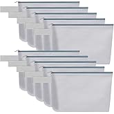 Sinzip 10 Pieces Cotton Canvas Makeup Bag with Bottom and Strap, Multi-Purpose Cosmetic Bag with Zipper Travel Toiletry Pouch, Blank DIY Craft Bag (Grey, L)