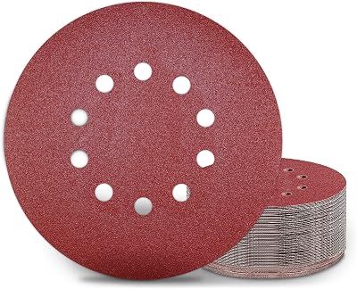 KONGMING 25 Pcs 225mm Sanding Discs P80 Hook and Loop 9 inch 10 Hole