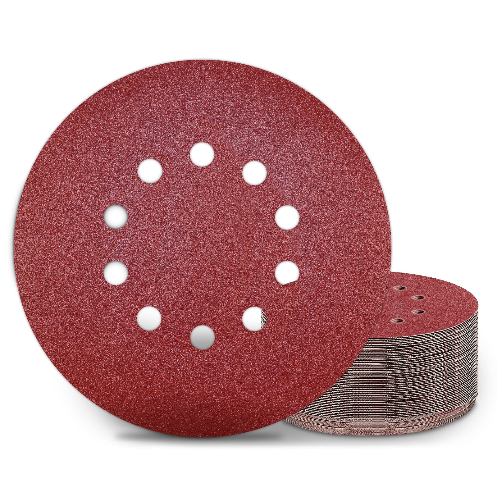 KONGMING 25 Pcs 225mm Sanding Discs Grit 80 9 inch Sanding Discs 10 Hole Hook and Loop for Drywall Sander