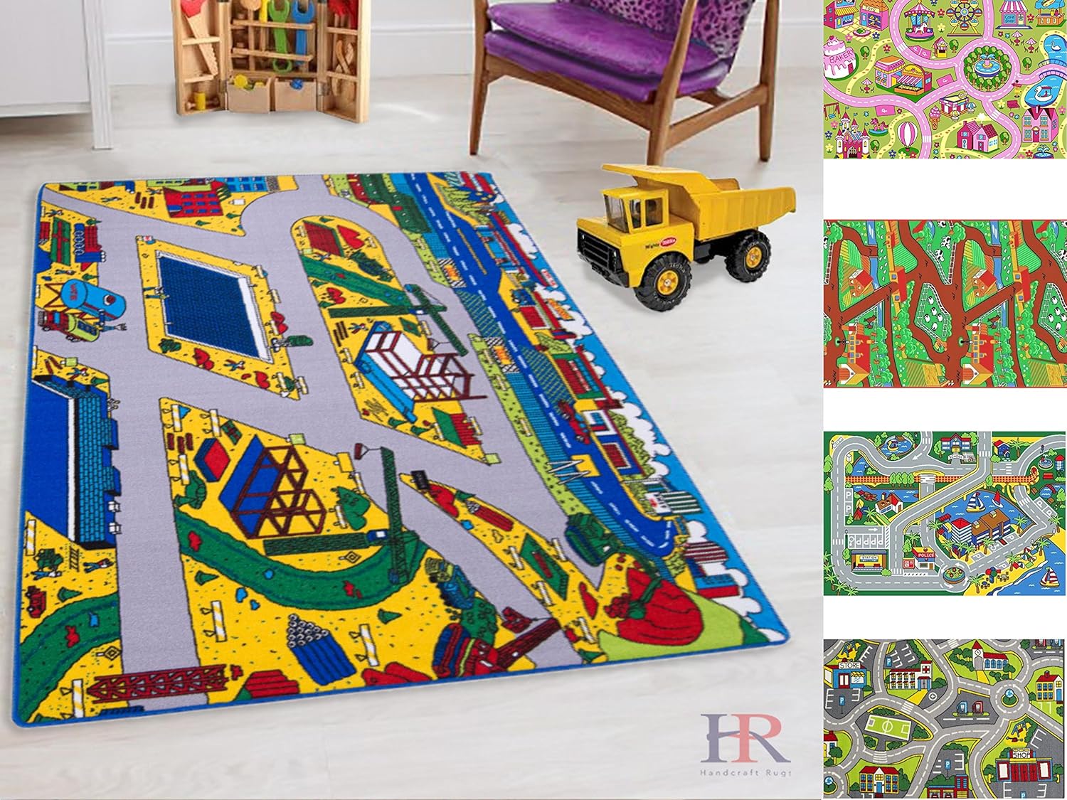 Handcraft Rugs Kids Rugs Construction Site Roads Playtime