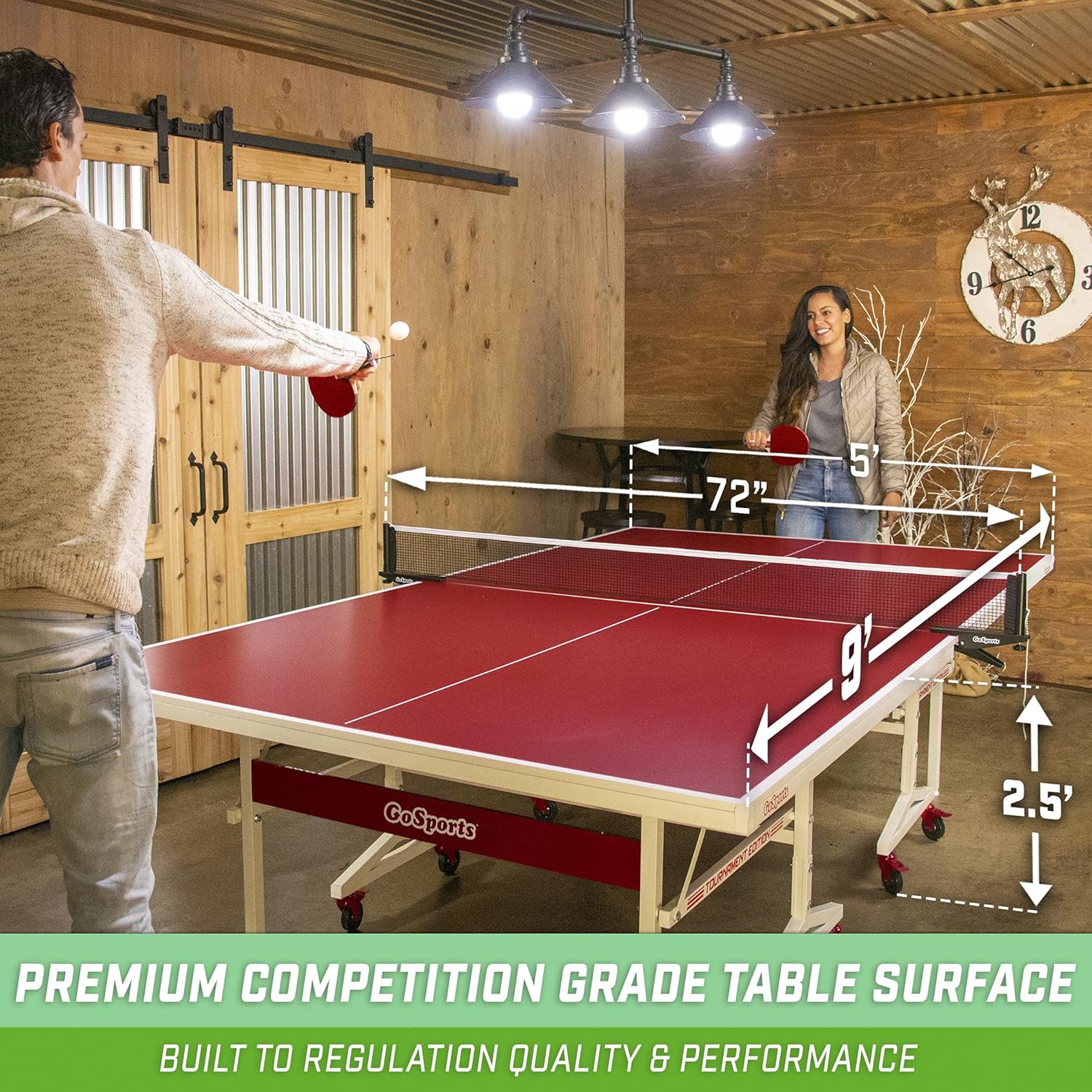 GoSports Indoor Tournament Table Tennis Set - Includes Full Size Tournament Table with Net, 2 Paddles, and 3 Balls with Carrying Case: Sports & Outdoors