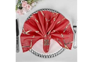 EFAVORMART.COM Efavormart 5 Pack | 20"x20" Modern Red Polyester Linen Dinner Napkins with Gold Foil Geometric Pattern