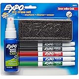 EXPO Low-Odor Dry Erase Set, Fine Point, Assorted Colors, 7-Piece with Cleaner
