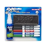 EXPO Low-Odor Dry Erase Set, Fine Point, Assorted Colors, 7-Piece with Cleaner