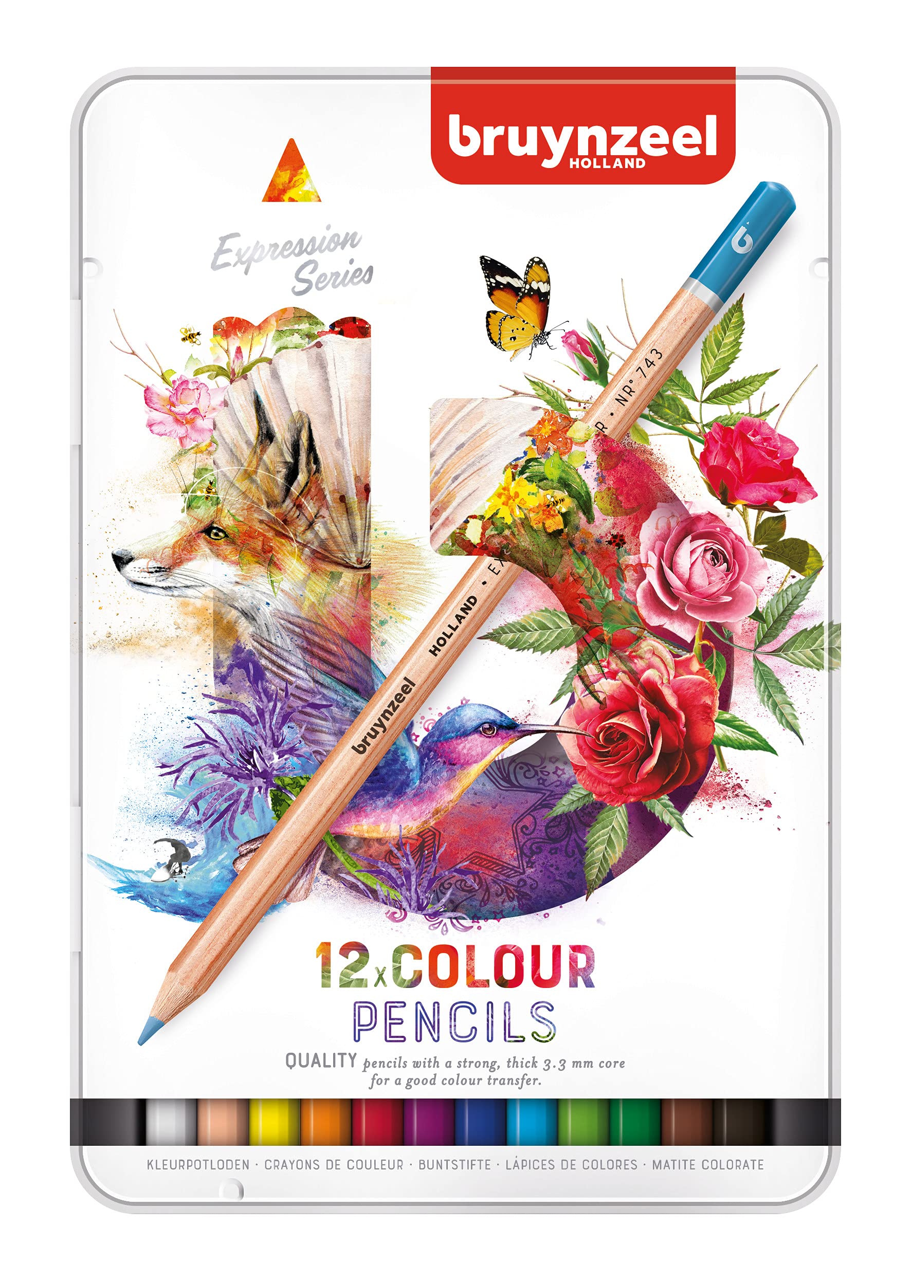 Bruynzeel Expression Colour Pencils 12-Piece Set in Tin