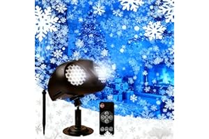ALINKEY Christmas Projector Lights Outdoor, Dual Head Dynamic Snowflake Projector with RF Remote & Timer, IP65 Waterproof 360° Rotating LED Snow Projection for Garden, Patio, Wall, Indoor/Outdoor Decoration