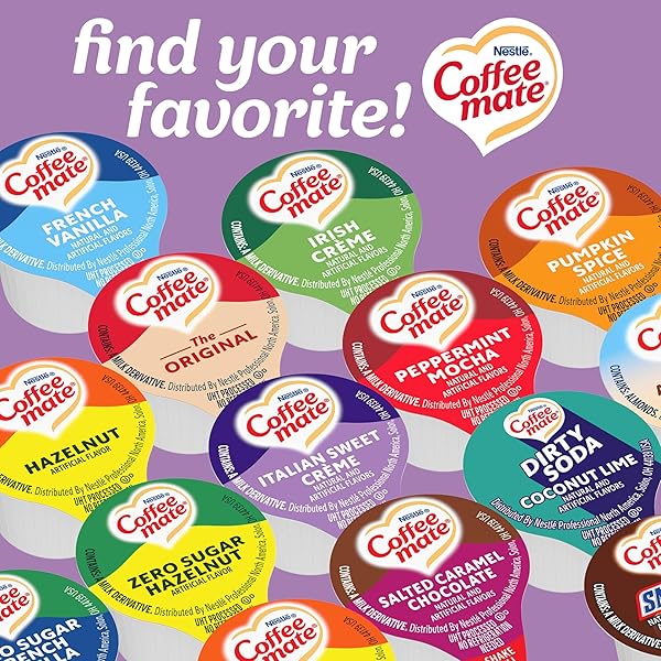 NESTLE COFFEE MATE COFFEE CREAMER, ITALIAN SWEET CREME, LIQUID CREAMER SINGLES, NON DAIRY, NO REFRIGERATION, 0.375 FL OZ TUBS (PACK OF 180)
