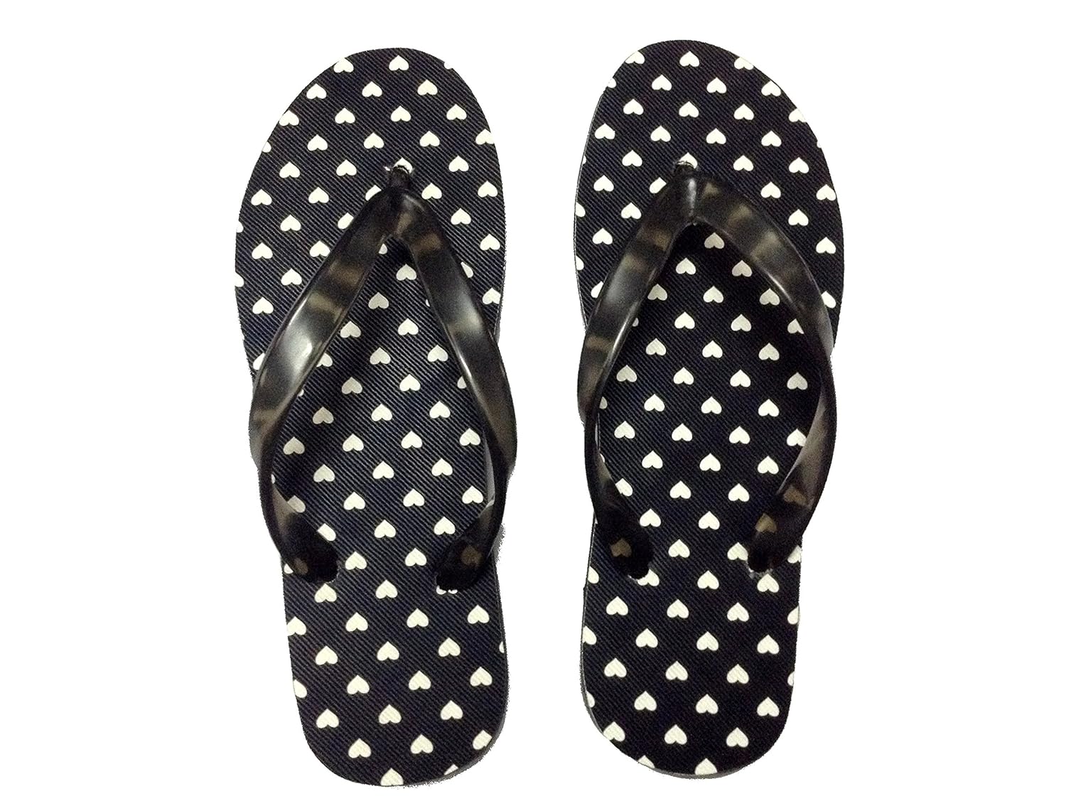 ccc non-skid poly-urethane flip flops bathroom slippers designer white hearts