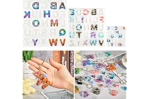 ISSEVE 3Pcs Alphabet Resin Molds Silicone, 3 Different Size Letter Keychain Molds, Silicone Molds for Epoxy Resin Casting, Epoxy Resin Molds for DIY Keychain Pendant Earring Jewelry Home Decoration