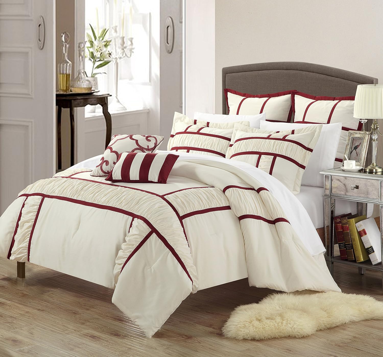 Tuscany 11Piece Comforter Set King Size, Beige; Sheet Set