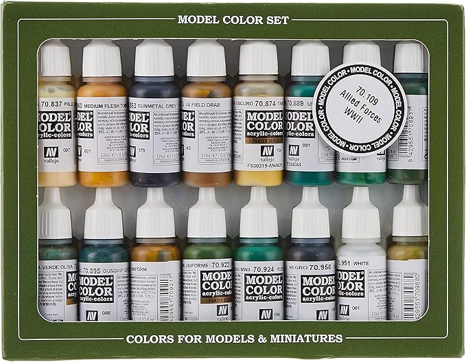 Vallejo 70109 Model Color WWII Allies Acrylic Paint Set Assorted