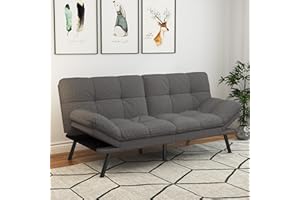 Cozysnooze Futon Sofa Bed,Grey Detachable Convertible Couch Memory Foam Futon Convertible Couch Bed Sofa Sleeper LoveSeat Sofa for Living Spaces,Apartment