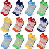 ZERULETS Kids Socks Boys Sock 12 Pairs Ankle Athletic Short Low Cut Socks for Boys Kids Girls 1-14 Years