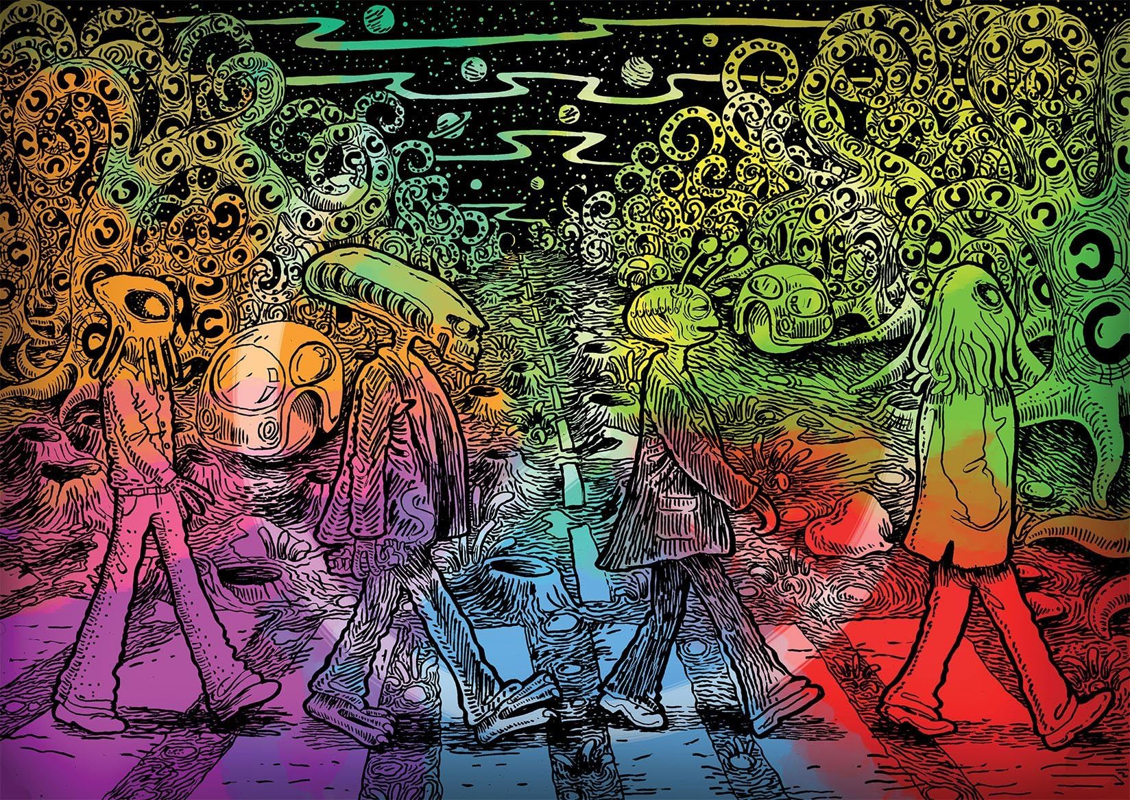 Poster Boy Paper The Alien Beatles Poster (12 cm X 18 cm, Multicolor)