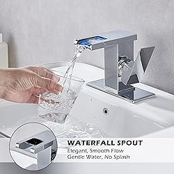Bathroom Sink Faucet Chrome Waterfall Single Hole