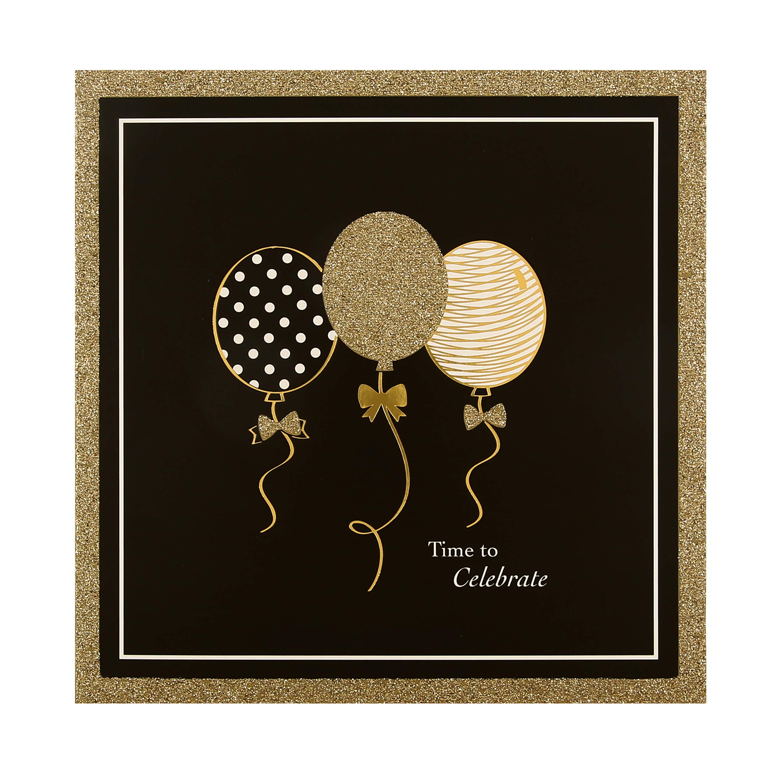Hallmark Birthday Card, Balloons Design, 'Time to Celebrate', Black, Gold