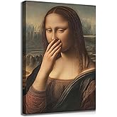 Funny Stinky Face Bathroom Canvas Wall Art Vintage Humor Fun Mona Lisa Bad Smell Aesthetics Painting Picture Wall Decor Da Vinci Poster Print Artwork for Toilet Washroom Home Decoration