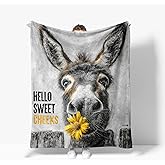 Funny Donkey Throw Blanket Soft Warm Cozy Farmhouse Donkeys Blankets Fuzzy Plush Fleece Donkey Blanket Gifts for Couch Bed Sofa Home Decor 40''X50''